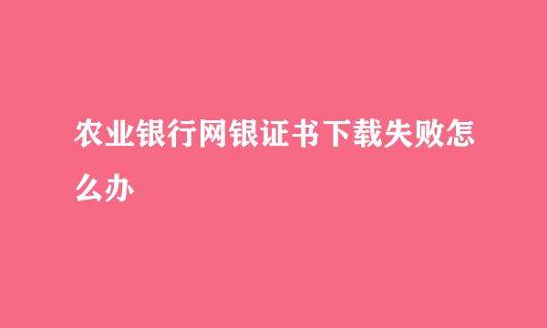 农业银行网银证书下载失败怎么办