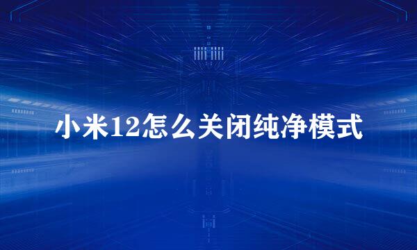 小米12怎么关闭纯净模式