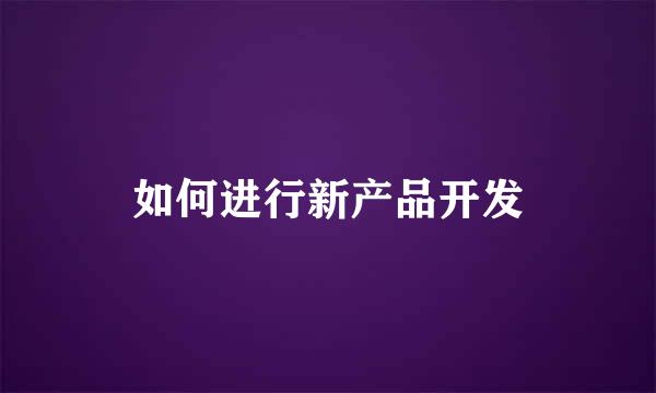 如何进行新产品开发