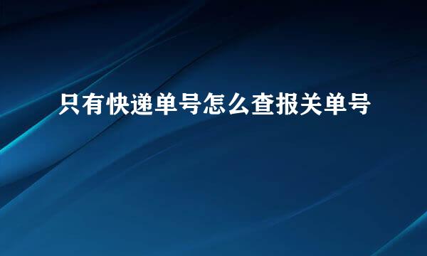 只有快递单号怎么查报关单号