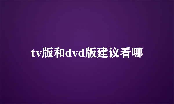 tv版和dvd版建议看哪