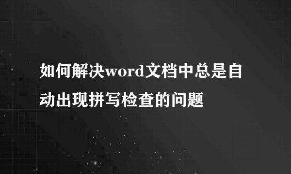 如何解决word文档中总是自动出现拼写检查的问题