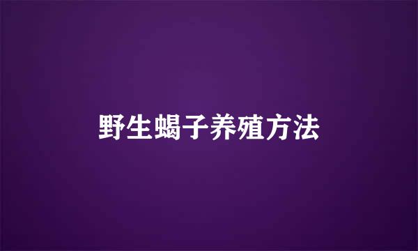 野生蝎子养殖方法