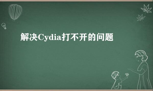 解决Cydia打不开的问题