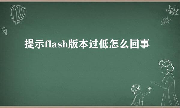 提示flash版本过低怎么回事