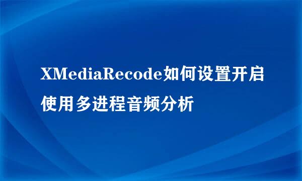 XMediaRecode如何设置开启使用多进程音频分析