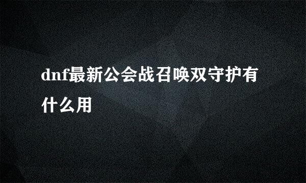 dnf最新公会战召唤双守护有什么用
