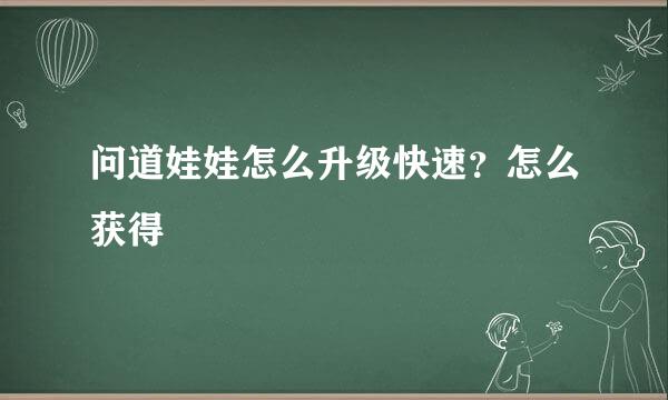 问道娃娃怎么升级快速？怎么获得