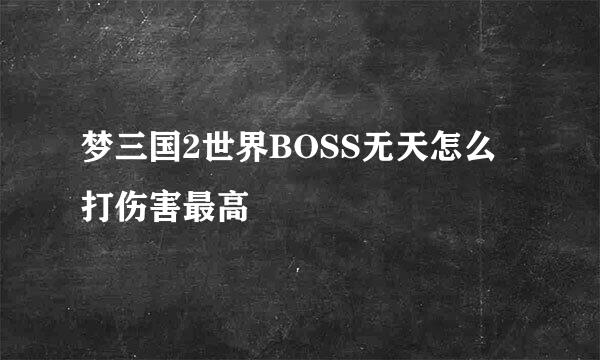 梦三国2世界BOSS无天怎么打伤害最高