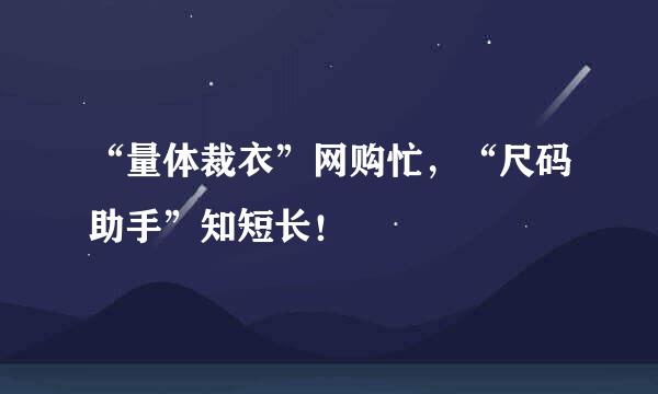 “量体裁衣”网购忙，“尺码助手”知短长！