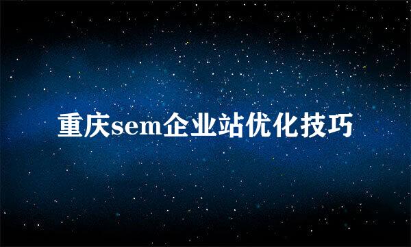 重庆sem企业站优化技巧