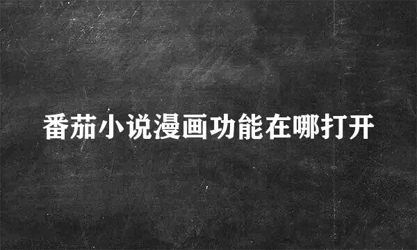 番茄小说漫画功能在哪打开