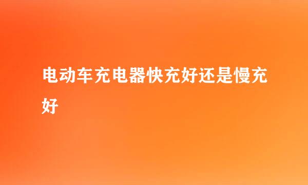 电动车充电器快充好还是慢充好
