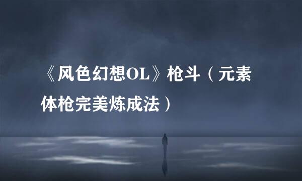 《风色幻想OL》枪斗（元素体枪完美炼成法）