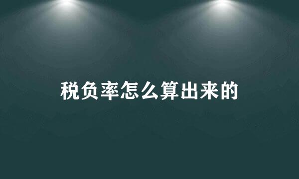 税负率怎么算出来的
