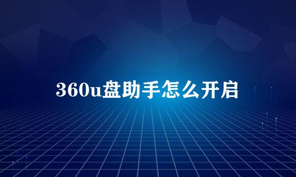 360u盘助手怎么开启