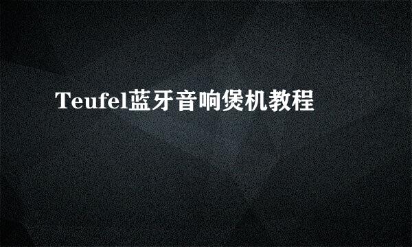 Teufel蓝牙音响煲机教程