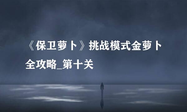 《保卫萝卜》挑战模式金萝卜全攻略_第十关