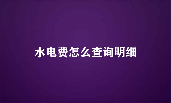 水电费怎么查询明细
