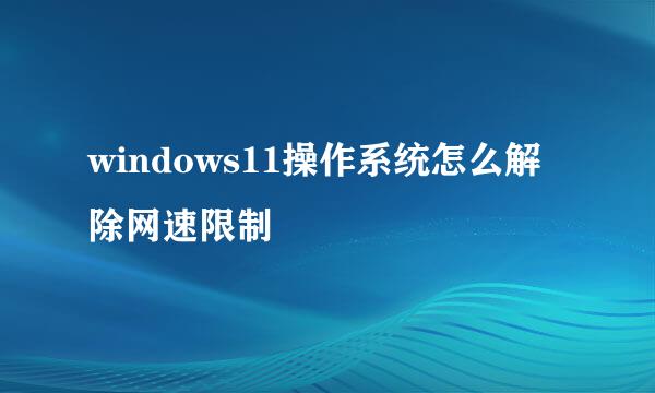 windows11操作系统怎么解除网速限制