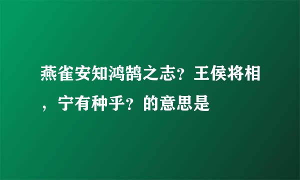 燕雀安知鸿鹄之志？王侯将相，宁有种乎？的意思是