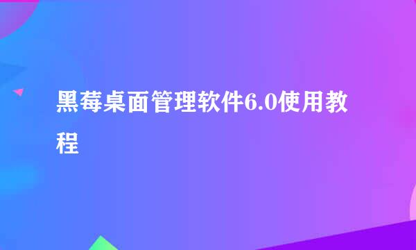 黑莓桌面管理软件6.0使用教程
