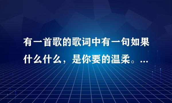 有一首歌的歌词中有一句如果什么什么，是你要的温柔。这首歌叫什么名字