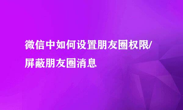 微信中如何设置朋友圈权限/屏蔽朋友圈消息