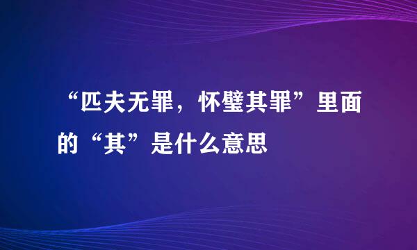 “匹夫无罪，怀璧其罪”里面的“其”是什么意思