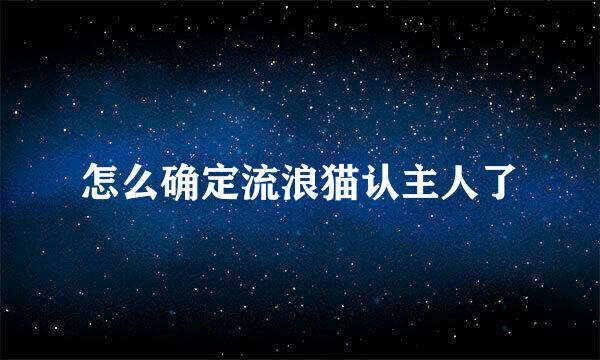 怎么确定流浪猫认主人了