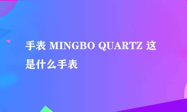 手表 MINGBO QUARTZ 这是什么手表 