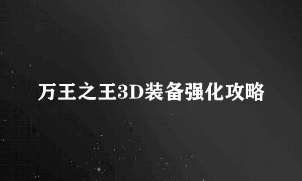 万王之王3D装备强化攻略