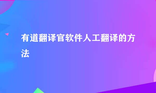 有道翻译官软件人工翻译的方法