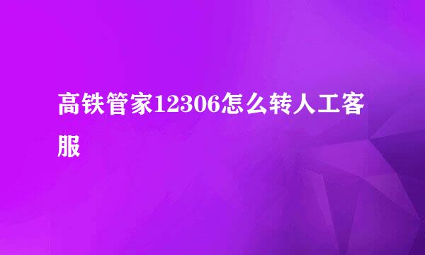 高铁管家12306怎么转人工客服