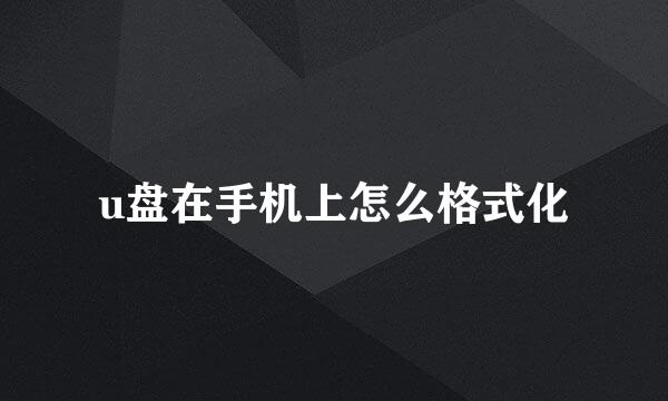 u盘在手机上怎么格式化