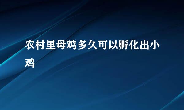 农村里母鸡多久可以孵化出小鸡