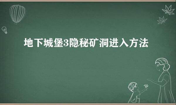 地下城堡3隐秘矿洞进入方法