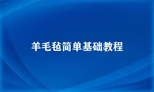 羊毛毡简单基础教程