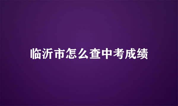 临沂市怎么查中考成绩