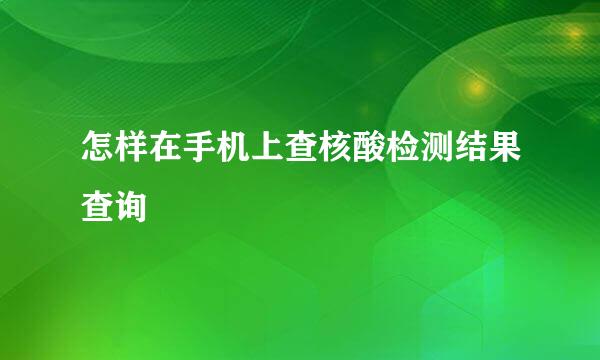 怎样在手机上查核酸检测结果查询
