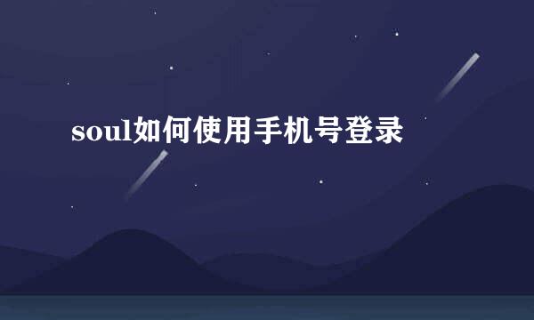 soul如何使用手机号登录