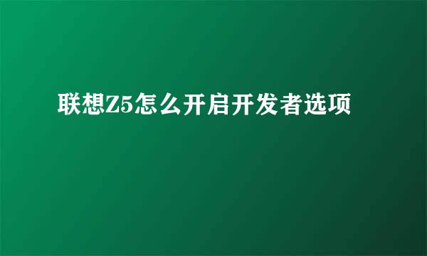 联想Z5怎么开启开发者选项