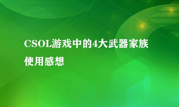 CSOL游戏中的4大武器家族使用感想