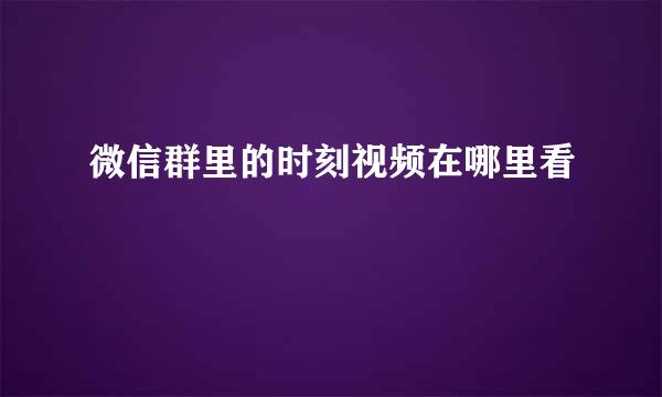 微信群里的时刻视频在哪里看