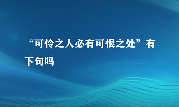 “可怜之人必有可恨之处”有下句吗