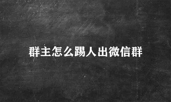 群主怎么踢人出微信群