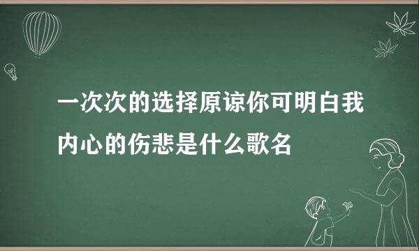 一次次的选择原谅你可明白我内心的伤悲是什么歌名