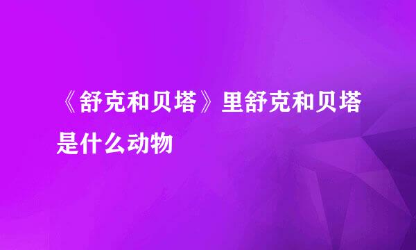 《舒克和贝塔》里舒克和贝塔是什么动物