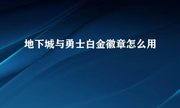 地下城与勇士白金徽章怎么用