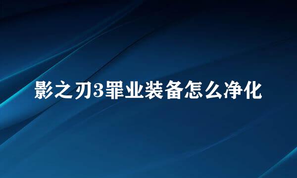 影之刃3罪业装备怎么净化